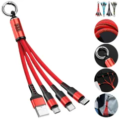 Compact Multi-Device Charging Cable with Keychain