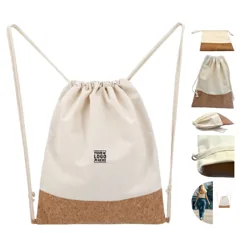 Sustainable Canvas and Cork Drawstring Backpack