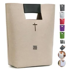 Elegant Cross-Patterned Felt Tote Bag