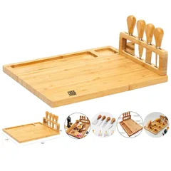 Bamboo Serving Tray with Knives