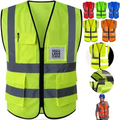 High-Visibility Reflective Safety Vest with Pockets