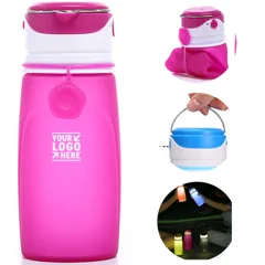 Portable Collapsible Silicone Bottle with Light