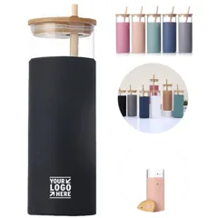 Premium Glass Beverage Bottle with Straw