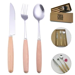 Eco-Friendly Wood and Steel Cutlery Set